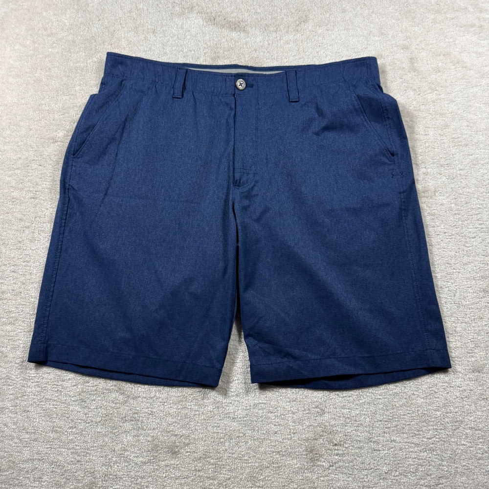 Under Armour Shorts Mens 38 Navy Blue HeatGear Golf Loose Fit Performance 10in